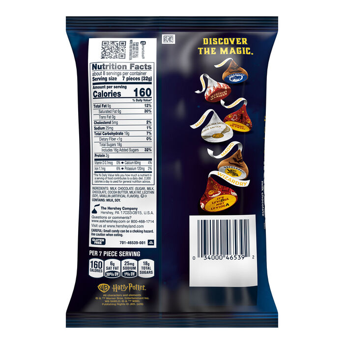 Image of HERSHEY'S KISSES Milk Chocolate Harry Potter, Halloween Candy Bag, 8.5 oz Packaging