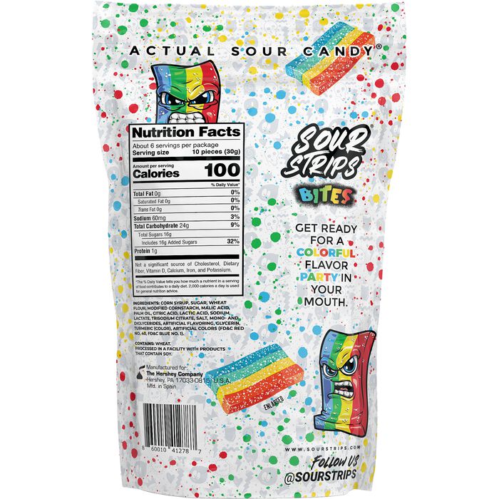 Image of Sour Strips Rainbow Bites Candy Bag, 6.35oz Packaging
