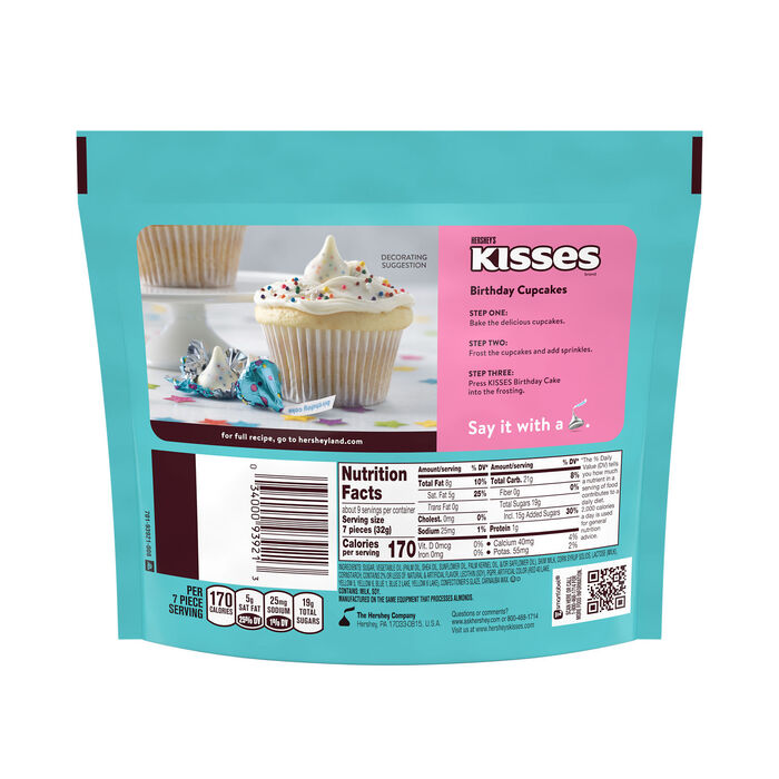 Image of HERSHEY'S KISSES Birthday Cake Flavored Candy Share Pack, 10 oz Packaging