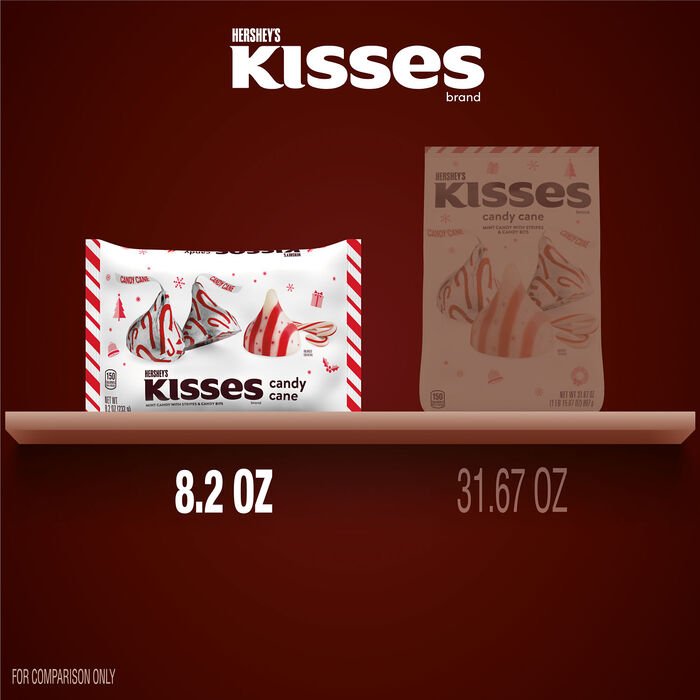Image of HERSHEY'S KISSES Candy Cane Flavored, Christmas , Candy Bag, 8.2 oz Packaging