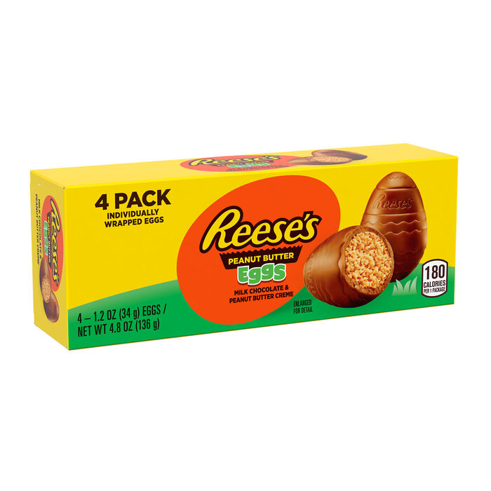 Image of REESE'S Milk Chocolate Peanut Butter Creme Eggs Candy 4pk Packaging