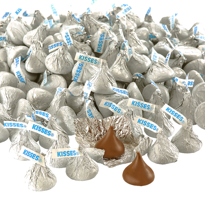 Image of KISSES Milk Chocolates in Silver Foils Bulk 66.7oz Candy Bag Packaging