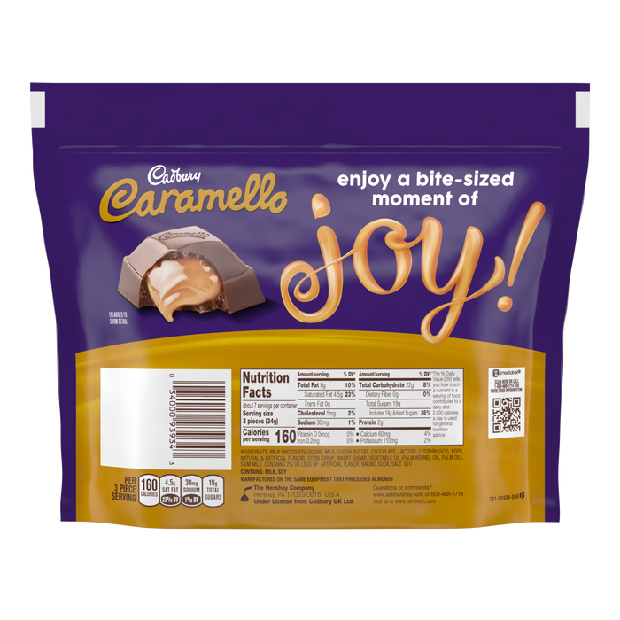 Image of CADBURY CARAMELLO Miniatures Milk Chocolate & Creamy Caramel Candy, 8 oz. pack 5-pack Packaging