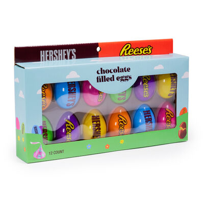 HERSHEY’S and REESE’S Assorted Chocolate-Filled Easter Eggs, 12-Pack