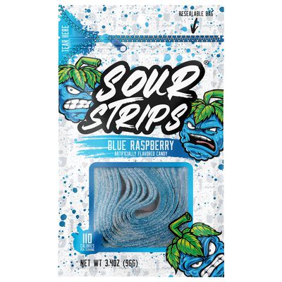 Sour Strips Blue Raspberry Candy Peg Bag, 3.4oz