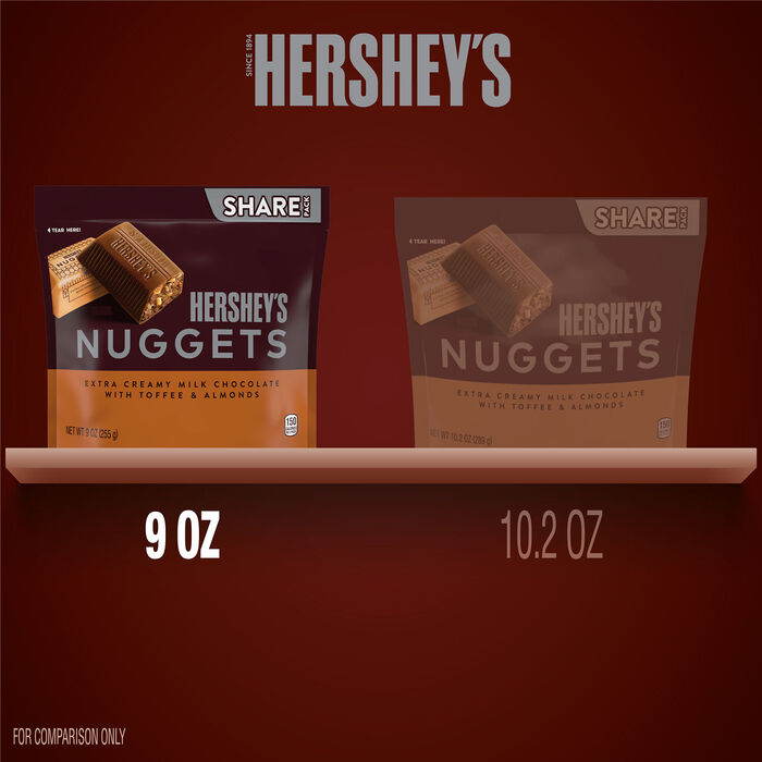 Image of HERSHEY'S NUGGETS Milk Chocolate, Toffee and Almonds Candy Share Pack, 9 oz Packaging