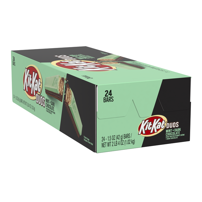 Image of KIT KAT Duos Dark Chocolate Mint Standard Bar, 1.5 oz. Packaging