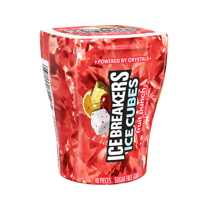 Image of ICE BREAKERS ICE CUBES Fruit Punch Gum 3.24 oz. Packaging