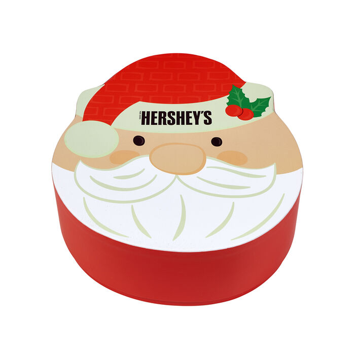 Image of HERSHEY'S Assorted Snack Size Santas Filled Santa Shaped Holiday Gift Box, 1 lb Packaging