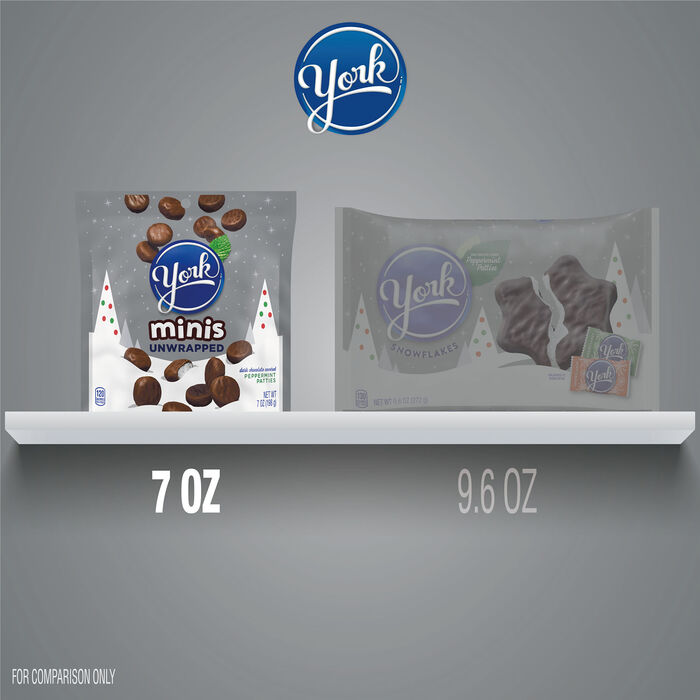 Image of YORK Minis Unwrapped Dark Chocolate Peppermint Patties, Christmas , Candy Bag, 7 oz Packaging