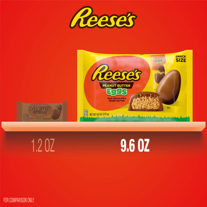 Image of REESE'S Milk Chocolate Snack Size Peanut Butter Eggs, Easter  Candy  Bag, 9.6 oz Packaging