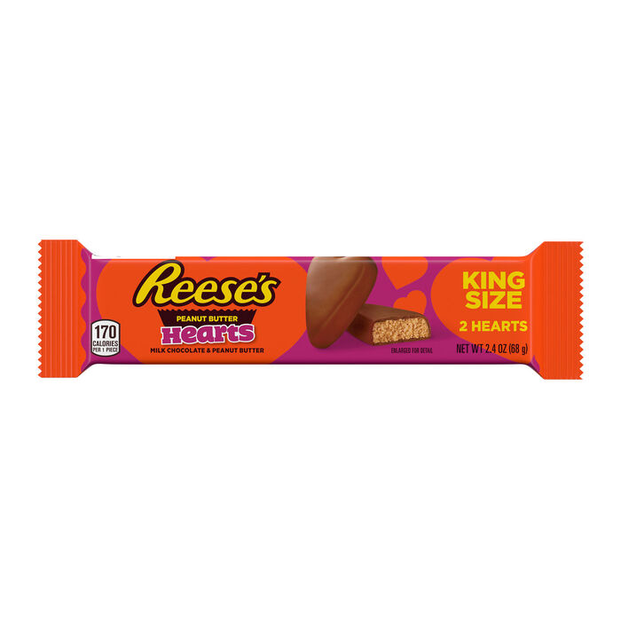 Image of REESE'S Milk Chocolate Peanut Butter King Size, Valentine's Day, Candy Pack, 2.4 oz Packaging