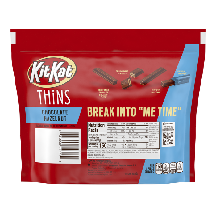 Image of KIT KAT® THiNS Chocolate Hazelnut Candy, 7.2 oz bag Packaging