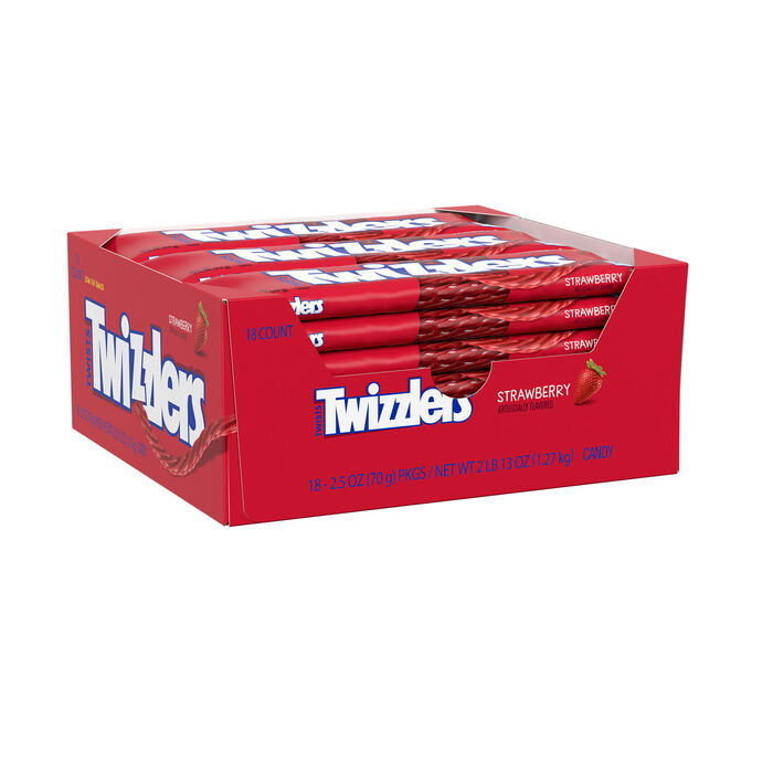 Image of TWIZZLERS Twists Strawberry Flavored Licorice Style Candy Packs, 2.5 oz (18 Count) Packaging