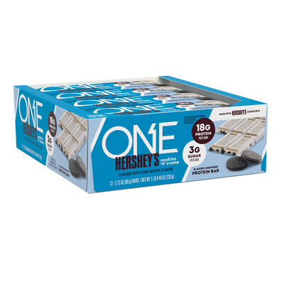 ONE HERSHEY'S Cookies 'n' Creme Flavored Protein Bars, 2.12 oz (12 Count)