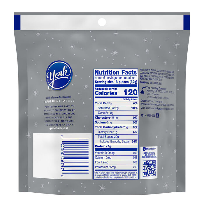 Image of YORK Minis Unwrapped Dark Chocolate Peppermint Patties, Christmas , Candy Bag, 7 oz Packaging