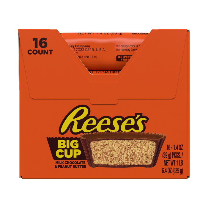 Image of REESE'S BIG CUP Milk Chocolate Peanut Butter Cups, 1.4 oz (16 Count) Packaging