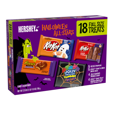 REESE&rsquo;S, KIT KAT&reg; and JOLLY RANCHER Assorted, Halloween Candy Bulk Box, 27.9 oz (18 Pieces)