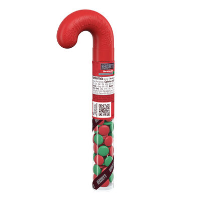 HERSHEY'S HERSHEY-ETS Candy Coated Milk Chocolate, Christmas Candy Plastic Cane, 1.4 oz