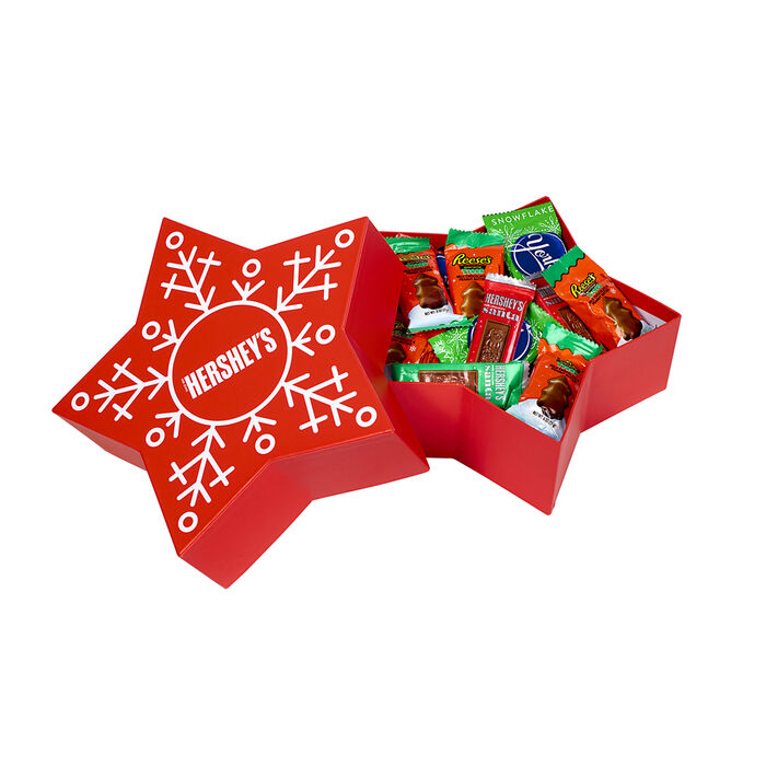 Image of HERSHEY'S Assorted Snack Size Filled Snowflake Shaped Holiday Gift Box, 1 lb Packaging