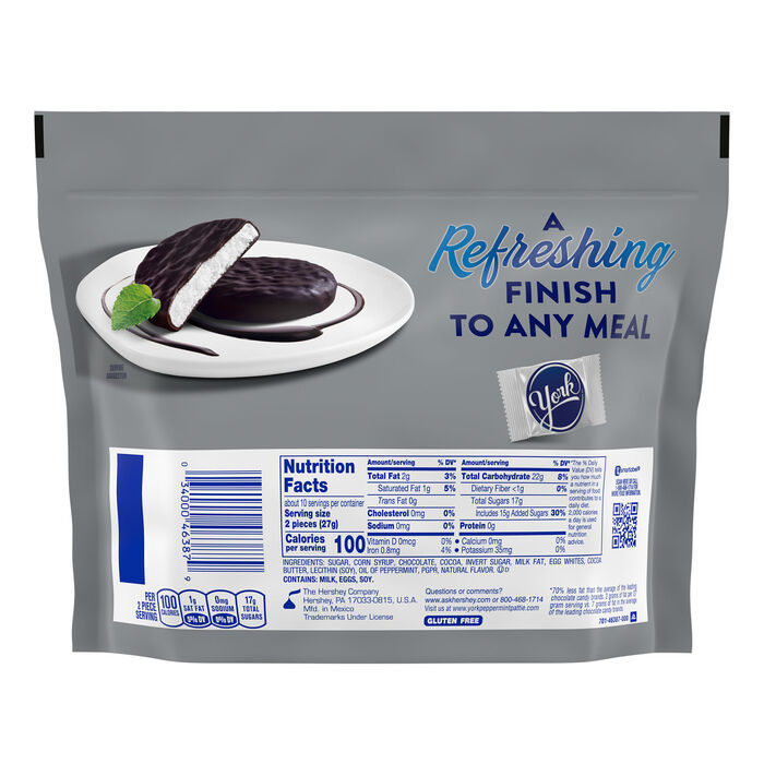 Image of YORK Dark Chocolate Peppermint Patties Candy Share Pack, 9.1 oz Packaging