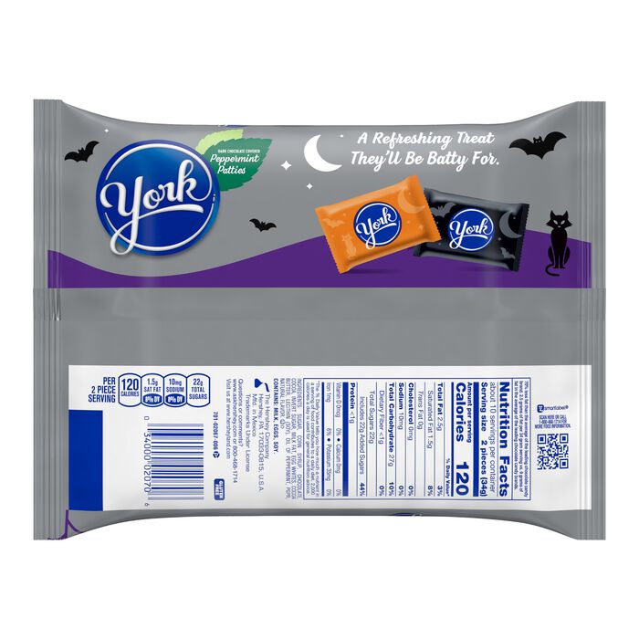Image of YORK Dark Chocolate Snack Size Peppermint Patties, Individually Wrapped Candy Bag, 11.4 oz Packaging