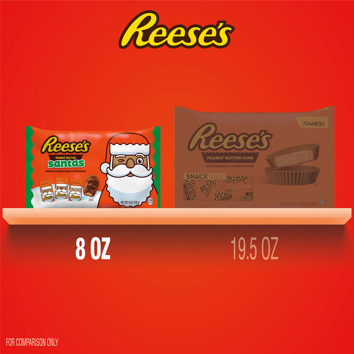 Image of REESE'S Chocolate Peanut Butter Creme Santas, Christmas , Candy Bag, 8 oz Packaging