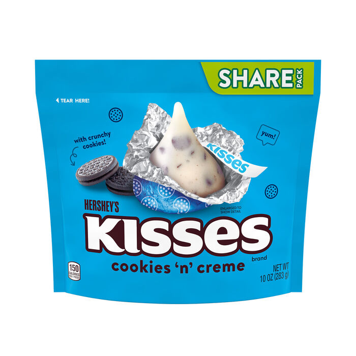 Image of HERSHEY'S KISSES Cookies N Crème Miniatures 10oz Candy Bag Packaging