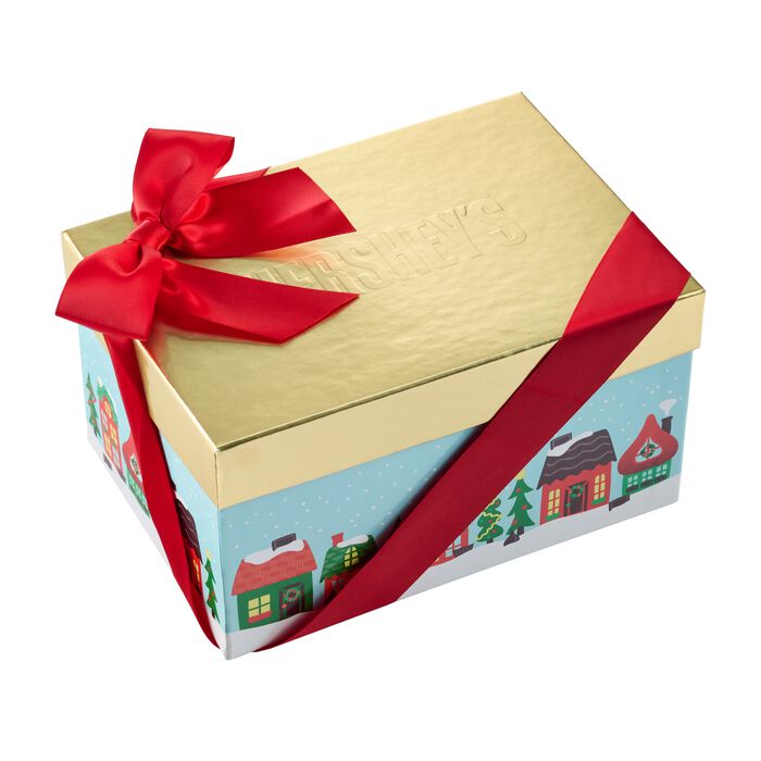 Image of HERSHEY'S Assorted Miniatures Winter Village Holiday Gift Box, 2 lbs Packaging
