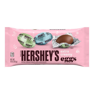 HERSHEY'S Extra Creamy Milk Chocolate Eggs, Easter  Candy  Bag, 9 oz