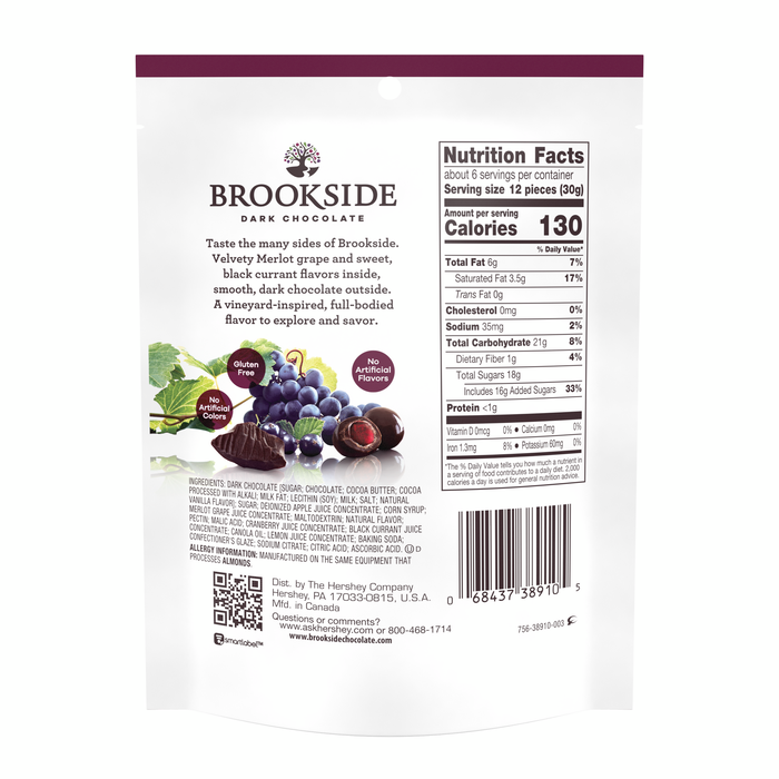 Image of BROOKSIDE Dark Chocolate Merlot with Black Currant Flavor - 6 oz. [6 oz. bag] Packaging
