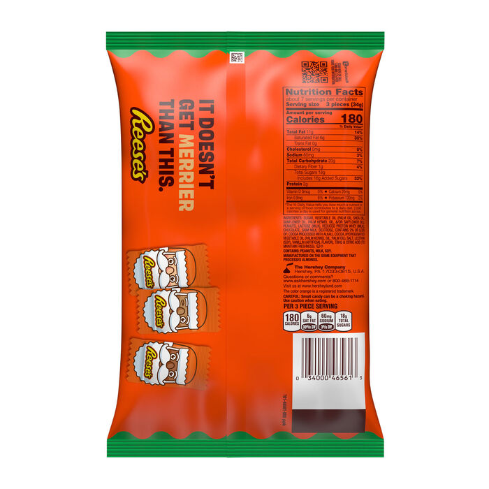Image of REESE'S Chocolate Peanut Butter Creme Santas, Christmas , Candy Bag, 8 oz Packaging