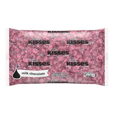 HERSHEY'S KISSES Milk Chocolates in Pink Foils - 66.7oz Candy Bag
