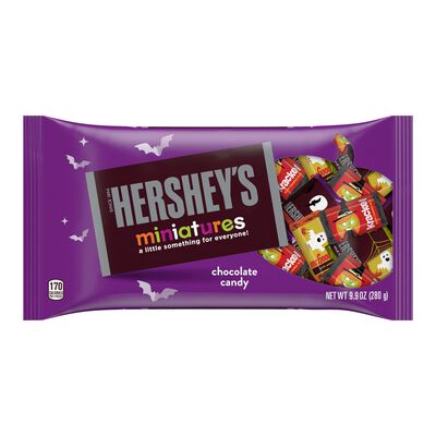 HERSHEY'S Miniatures Assorted Milk and Dark Chocolate Bite Size, Individually Wrapped Candy Bars Bag, 9.9 oz