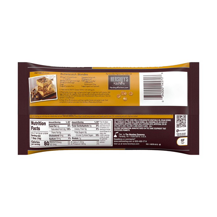 Image of HERSHEY'S Kitchens Butterscotch Chips, 11 oz. Bag Packaging