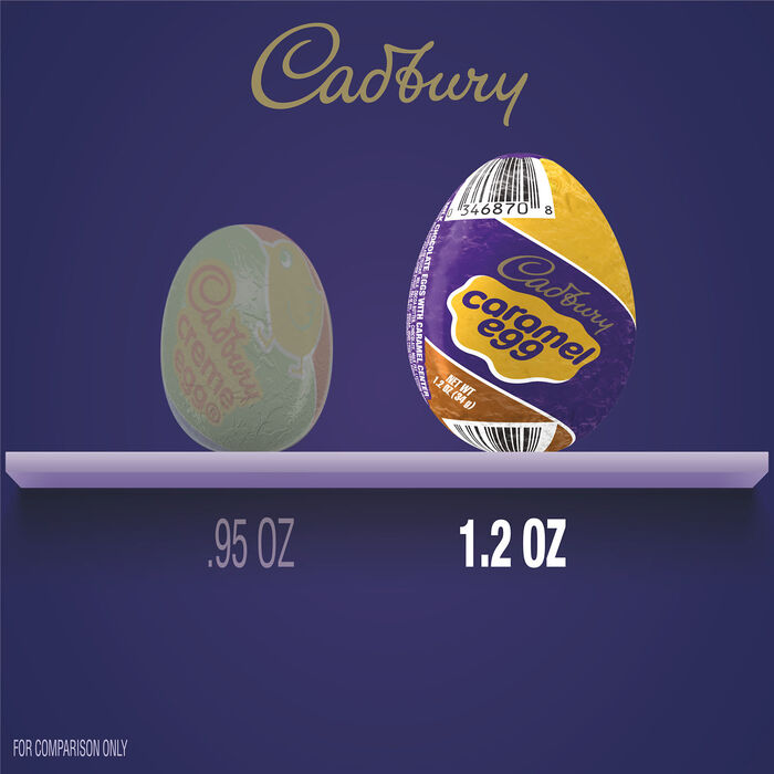 Image of CADBURY CARAMEL EGG Milk Chocolate Caramel, Easter  Candy  Box, 1.2 oz  (4 Pieces) Packaging