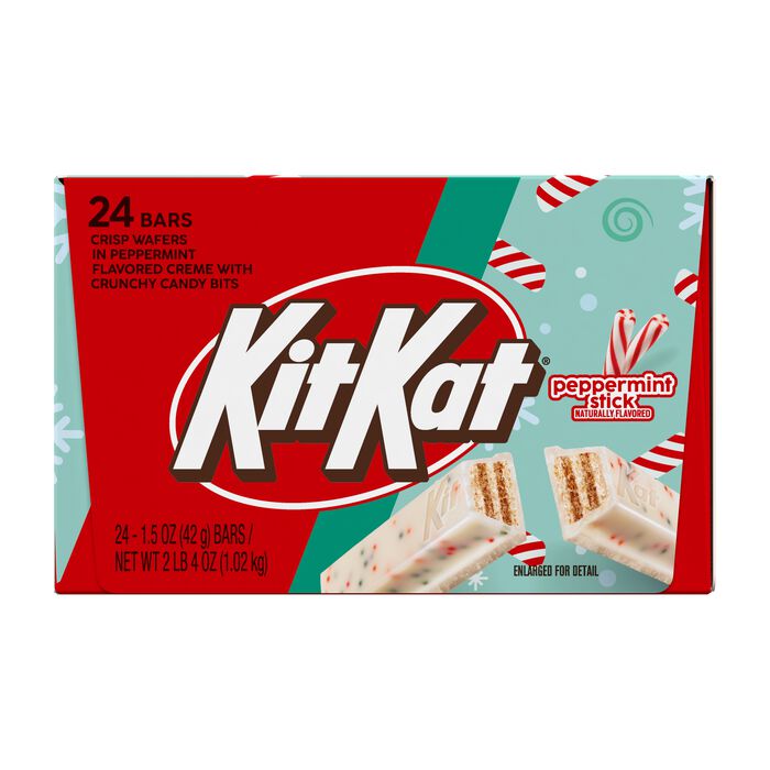 Image of KIT KAT® Peppermint Stick Flavored Wafers, Christmas Candy Bars, 1.5 oz (24 Count) Packaging