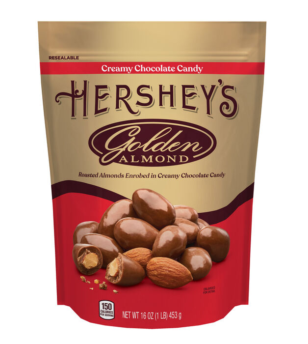 Image of GOLDEN ALMOND Milk Chocolate Covered Almonds 16oz Pouch Packaging