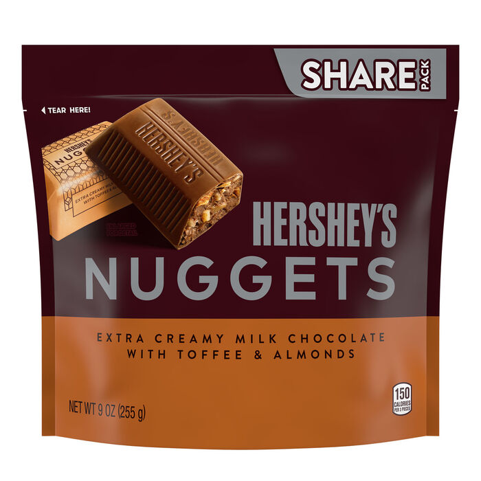 Image of HERSHEY'S NUGGETS Milk Chocolate, Toffee and Almonds Candy Share Pack, 9 oz Packaging