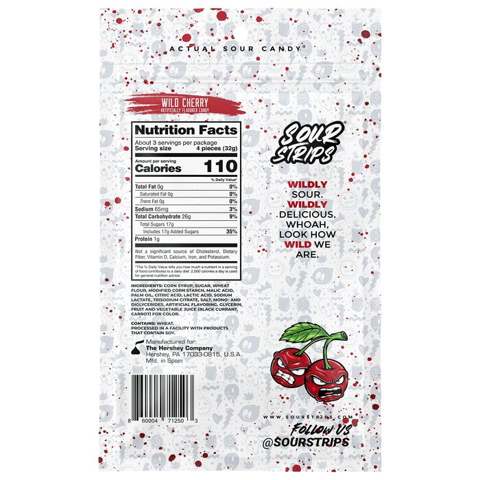 Image of Sour Strips Doubleberry Candy Peg Bag, 3.4oz Packaging