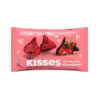 HERSHEY'S KISSES Chocolate Dipped Strawberry, Valentine's Day, Candy Bag, 9 oz