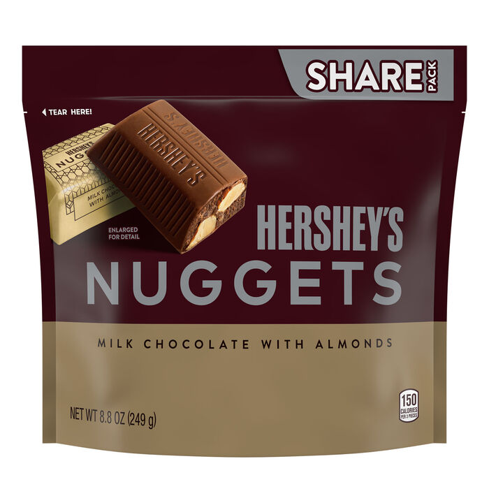 Image of HERSHEY'S NUGGETS Milk Chocolate with Almonds Candy Share Pack, 8.8 oz Packaging