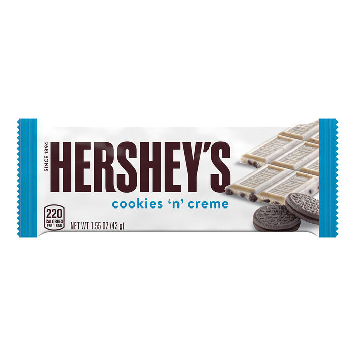 Image of HERSHEY'S Cookies N Cream Standard Size 1.55oz Candy Bar Packaging