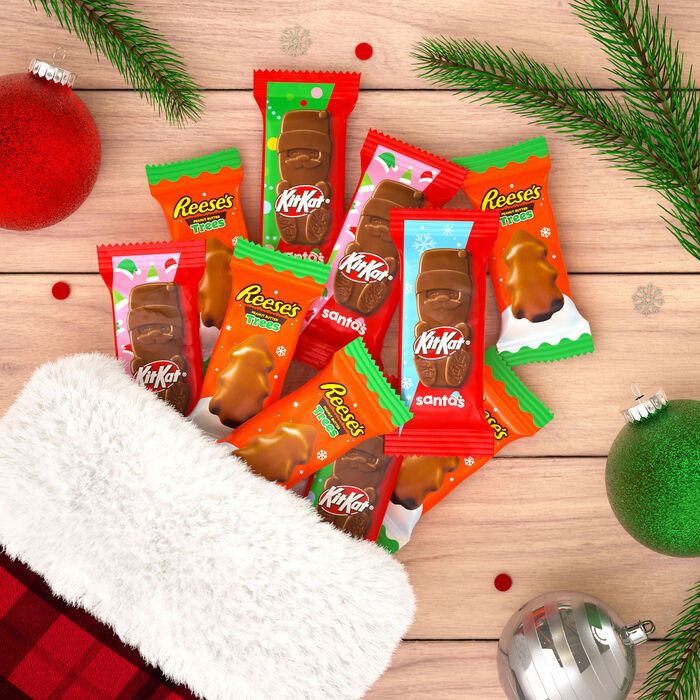 Image of KIT KAT® and REESE'S Milk Chocolate Snack Size Assorted Christmas Candy Bag, 18.45 oz Packaging