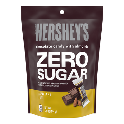 HERSHEY'S Zero Sugar Chocolate Candy Bars with Almonds, 5.1 oz bag