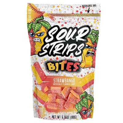 Sour Strips Strawbango Bites Candy Bag, 6.35oz