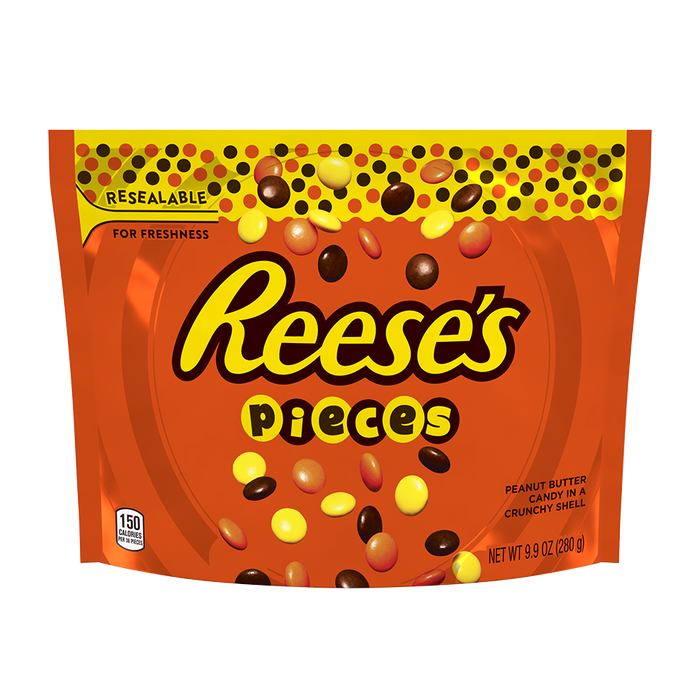 Image of REESE'S PIECES Candy - 9 oz., 9 oz. bag Packaging