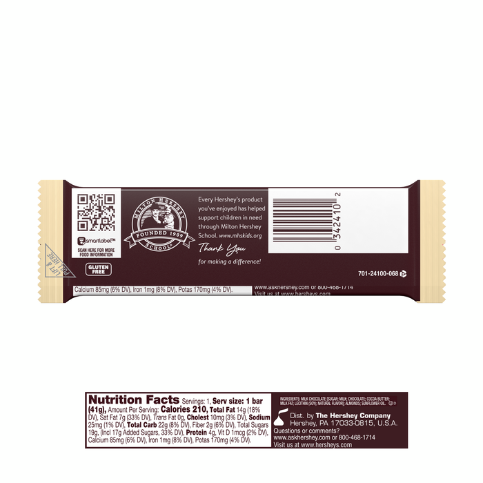 Image of HERSHEY'S Milk Chocolate with Almonds Standard Bar Packaging