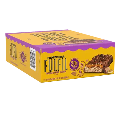 FULFIL Chocolate Peanut Caramel Flavor Protein Bar Box, 1.94 oz ea. (12 count)