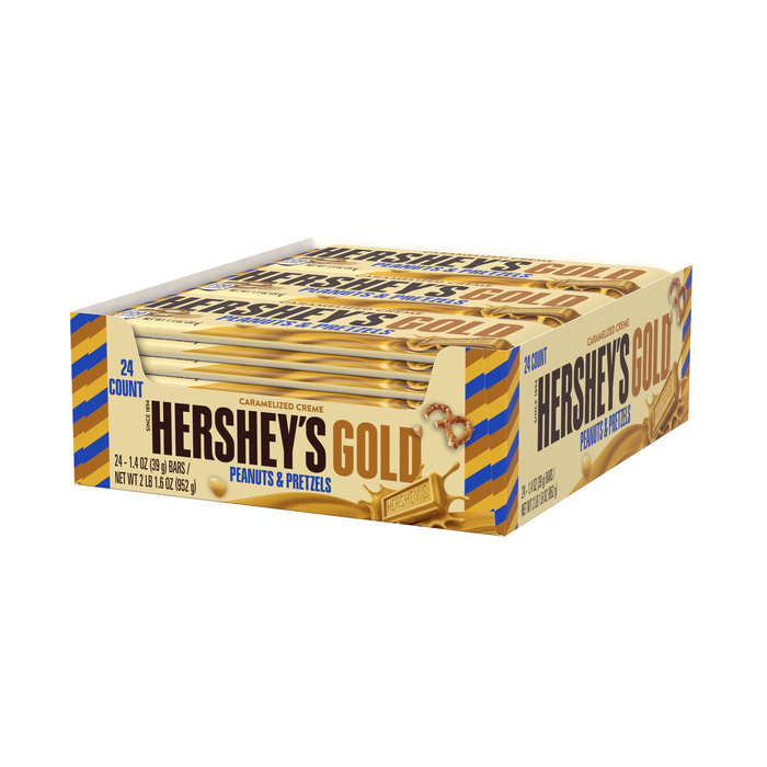 Image of HERSHEY'S GOLD with Peanuts & Pretzels Standard Bar Packaging